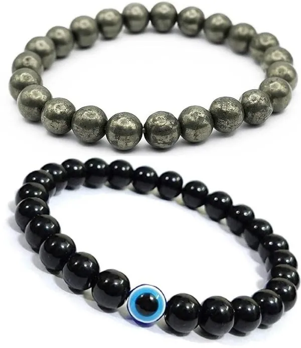 Multiagate_Pyrite,_Evil_Eye_Bracelet_Set_(Pack_of_2)