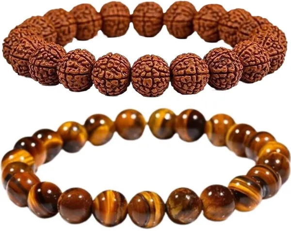 Multiagate_Tiger's_Eye,_Rudraksha_Bracelet_Set_(Pack_of_2)