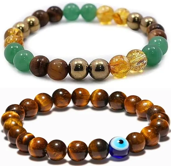 Multiagate_Stone,_Green_Aventurine,_Golden_Pyrite,_Crystal,_Tiger's_Eye,_Citrine_Bracelet_Set_(Pack_of_2)