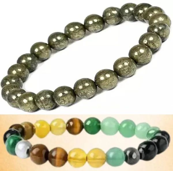 Multiagate_Pyrite,_Green_Aventurine,_Tiger's_Eye,_Citrine,_Clear_Quartz_Bracelet_Set_(Pack_of_2)