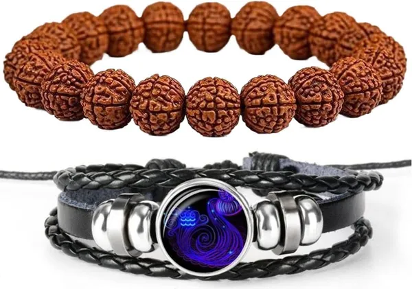 Multiagate_Rudraksha,_Leather_Bracelet_Set_(Pack_of_2)