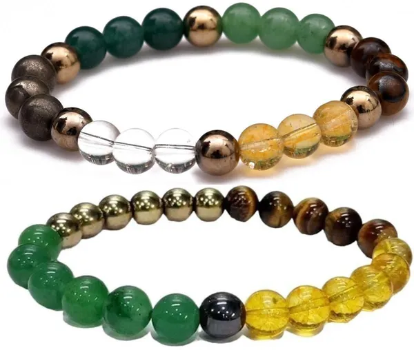 Multiagate_Pyrite,_Stone,_Green_Aventurine,_Crystal,_Tiger's_Eye,_Citrine_Bracelet_Set_(Pack_of_2)