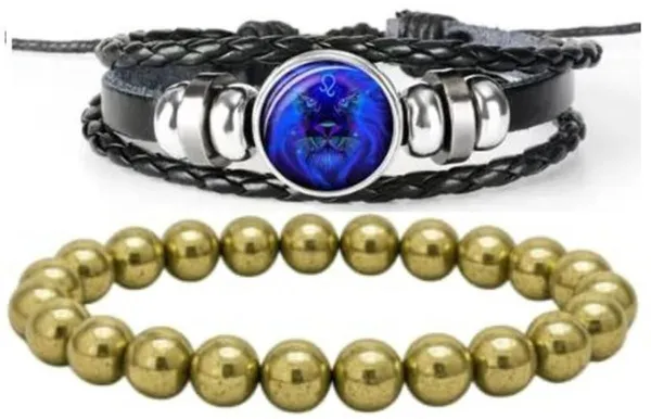 Multiagate_Stone,_Golden_Pyrite,_Leather_Bracelet_Set_(Pack_of_2)