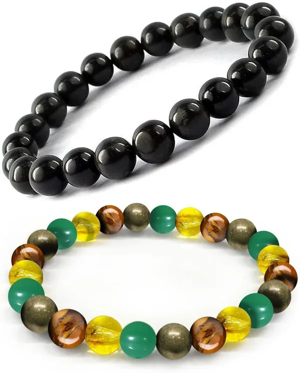 Multiagate_Pyrite,_Green_Aventurine,_Crystal,_Tiger's_Eye,_Citrine_Bracelet_Set_(Pack_of_2)