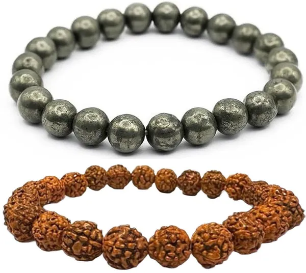 Multiagate_Pyrite,_Rudraksha_Bracelet_Set_(Pack_of_2)