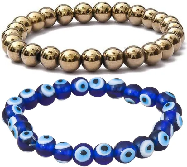 Multiagate_Golden_Pyrite,_Evil_Eye_Bracelet_Set_(Pack_of_2)