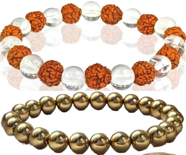 Multiagate_Pyrite,_Rudraksha,_Clear_Quartz_Bracelet_Set_(Pack_of_2)