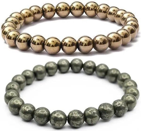 Multiagate_Pyrite,_Golden_Pyrite_Bracelet_Set_(Pack_of_2)