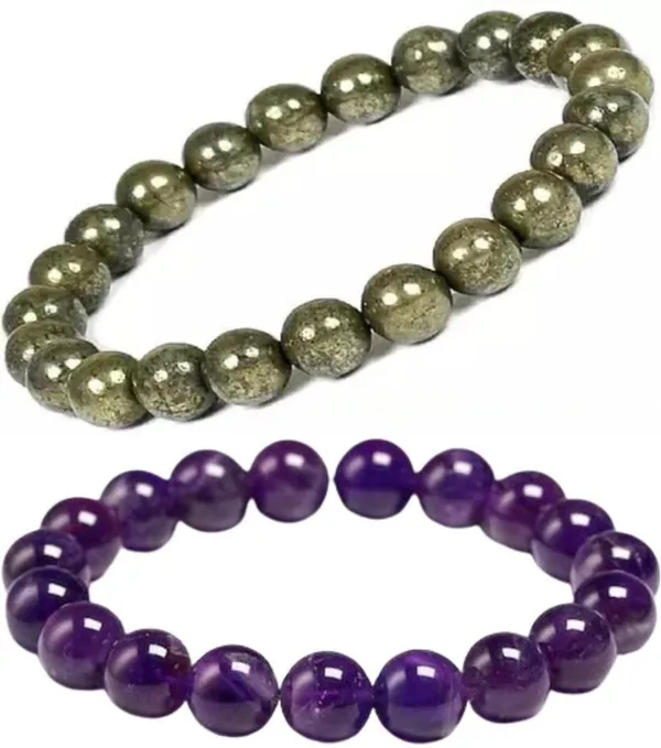 Multiagate_Pyrite,_Amethyst_Bracelet_Set_(Pack_of_2)
