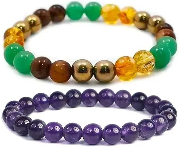 Multiagate_Pyrite,_Green_Aventurine,_Amethyst,_Tiger's_Eye,_Citrine_Bracelet_Set_(Pack_of_2)