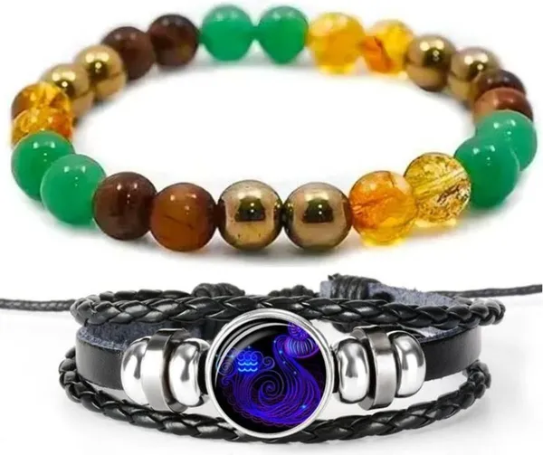 Multiagate_Pyrite,_Green_Aventurine,_Tiger's_Eye,_Citrine,_Leather_Bracelet_Set_(Pack_of_2)