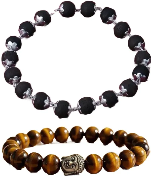 Multiagate_Wood,_Tiger's_Eye_Bracelet_Set_(Pack_of_2)