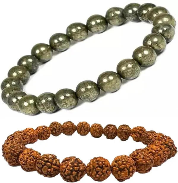 Multiagate_Pyrite,_Rudraksha_Bracelet_Set_(Pack_of_2)