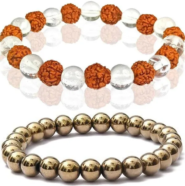 Multiagate_Golden_Pyrite,_Rudraksha,_Clear_Quartz_Bracelet_Set_(Pack_of_2)