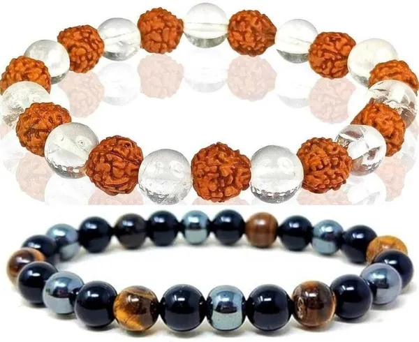 Multiagate_Stone,_Tiger's_Eye,_Rudraksha,_Clear_Quartz,_Black_Obsidian_Bracelet_Set_(Pack_of_2)