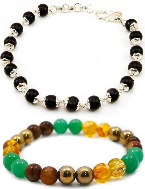 Multiagate_Pyrite,_Wood,_Green_Aventurine,_Tiger's_Eye,_Citrine,_Alloy_Bracelet_Set_(Pack_of_2)