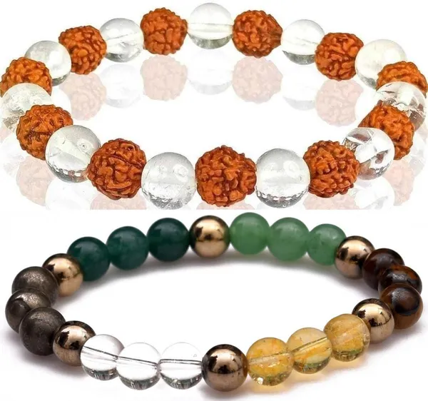 Multiagate_Pyrite,_Green_Aventurine,_Crystal,_Tiger's_Eye,_Rudraksha,_Citrine,_Clear_Quartz_Bracelet_Set_(Pack_of_2)