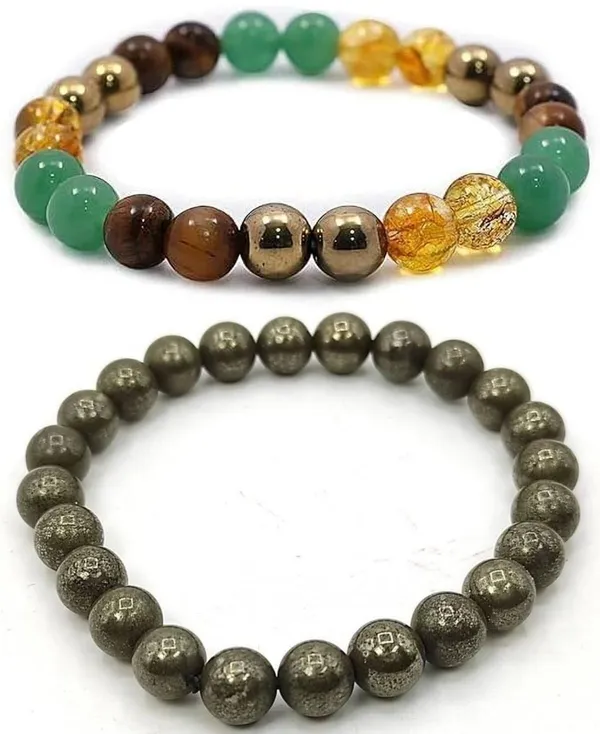 Multiagate_Pyrite,_Green_Aventurine,_Golden_Pyrite,_Crystal,_Tiger's_Eye,_Citrine_Bracelet_Set_(Pack_of_2)