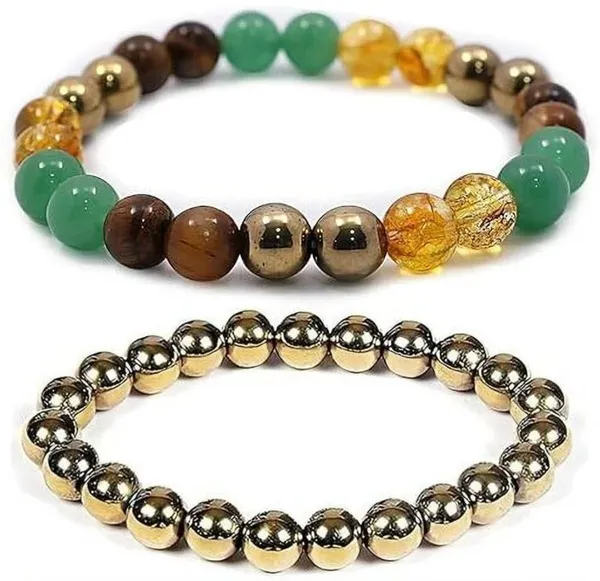 Multiagate_Stone,_Green_Aventurine,_Golden_Pyrite,_Crystal,_Tiger's_Eye,_Citrine_Bracelet_Set_(Pack_of_2)