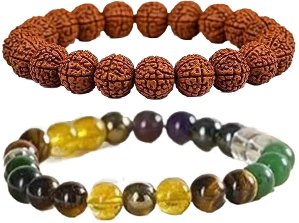 Multiagate_Pyrite,_Hematite,_Green_Aventurine,_Amethyst,_Tiger's_Eye,_Rudraksha,_Citrine_Bracelet_Set_(Pack_of_2)
