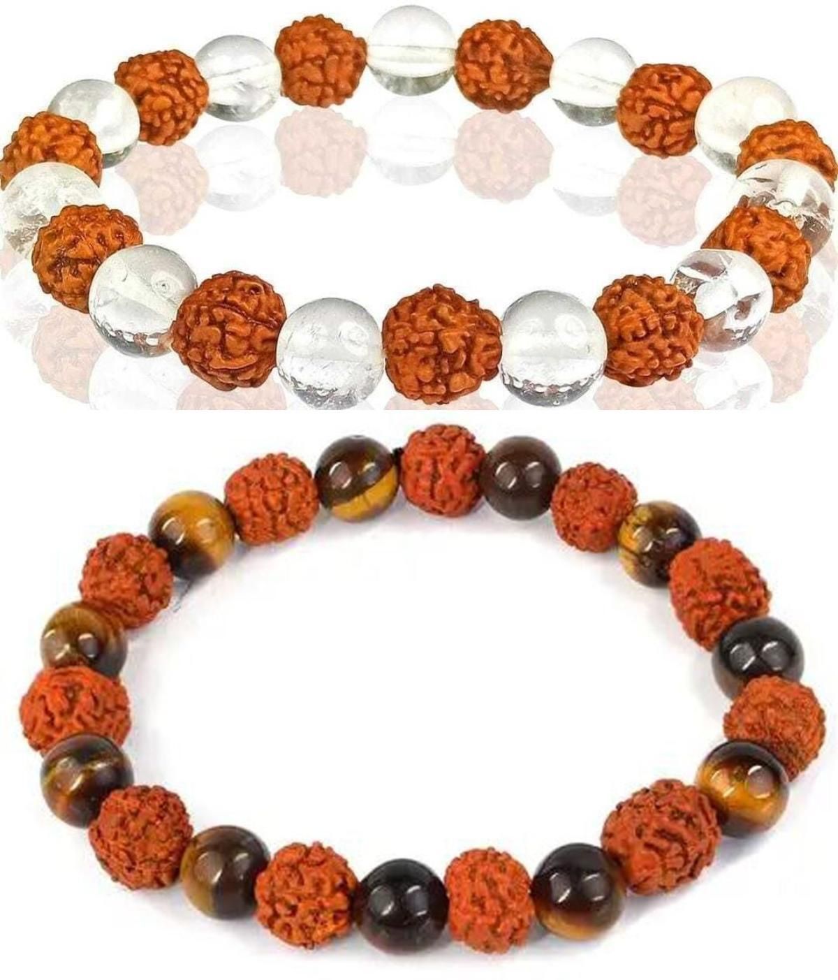 Multiagate_Stone,_Crystal,_Tiger's_Eye,_Rudraksha,_Clear_Quartz_Bracelet_Set_(Pack_of_2)