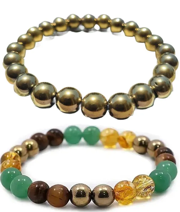 Multiagate_Pyrite,_Green_Aventurine,_Citrine_+_Golden,_Golden_Pyrite,_Crystal,_Tiger's_Eye_Bracelet_Set_(Pack_of_2)