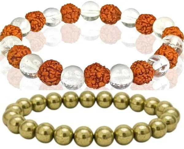 Multiagate_Stone,_Golden_Pyrite,_Rudraksha,_Clear_Quartz_Bracelet_Set_(Pack_of_2)