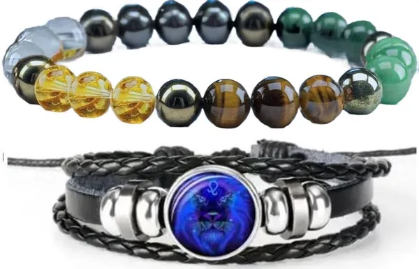 Multiagate_Stone,_Leather_Bracelet_Set_(Pack_of_2)