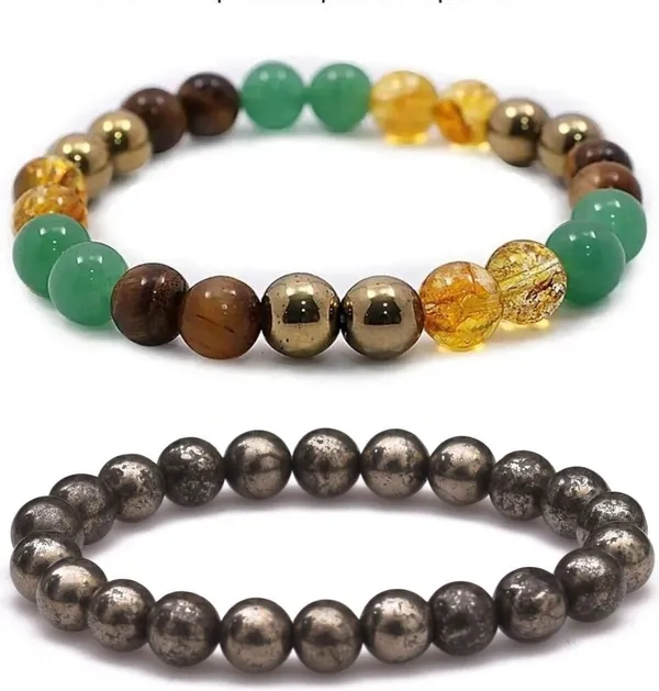 Multiagate_Pyrite,_Green_Aventurine,_Golden_Pyrite,_Crystal,_Tiger's_Eye,_Citrine_Bracelet_Set_(Pack_of_2)