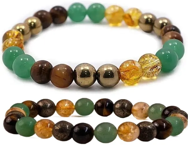 Multiagate_Pyrite,_Stone,_Green_Aventurine,_Citrine_+_Golden,_Tiger's_Eye_Bracelet_Set_(Pack_of_2)