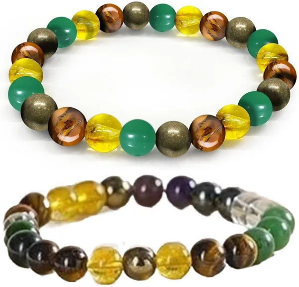 Multiagate_Pyrite,_Hematite,_Green_Aventurine,_Amethyst,_Tiger's_Eye,_Citrine_Bracelet_Set_(Pack_of_2)