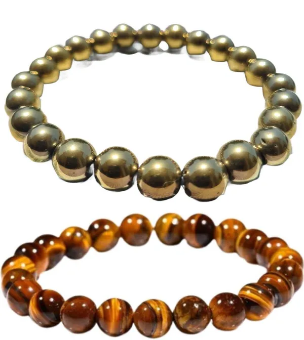 Multiagate_Golden_Pyrite,_Tiger's_Eye_Bracelet_Set_(Pack_of_2)