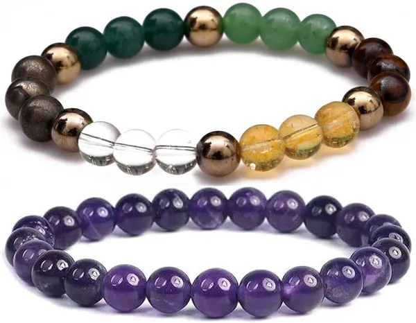 Multiagate_Pyrite,_Green_Aventurine,_Amethyst,_Crystal,_Tiger's_Eye,_Citrine_Bracelet_Set_(Pack_of_2)