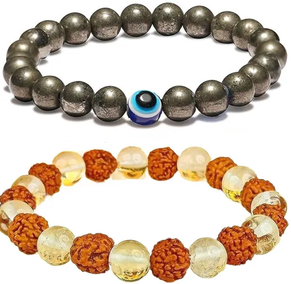 Multiagate_Pyrite,_Stone,_Crystal,_Rudraksha,_Evil_Eye,_Clear_Quartz_Bracelet_Set_(Pack_of_2)