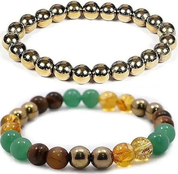 Multiagate_Pyrite,_Stone,_Green_Aventurine,_Citrine_+_Golden,_Golden_Pyrite,_Crystal,_Tiger's_Eye_Bracelet_Set_(Pack_of_2)