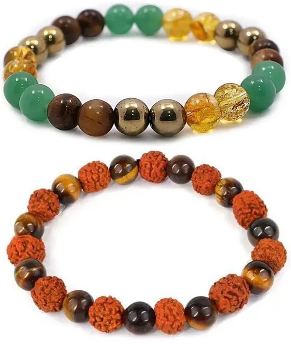 Multiagate_Pyrite,_Stone,_Green_Aventurine,_Citrine_+_Golden,_Crystal,_Tiger's_Eye,_Rudraksha_Bracelet_Set_(Pack_of_2)