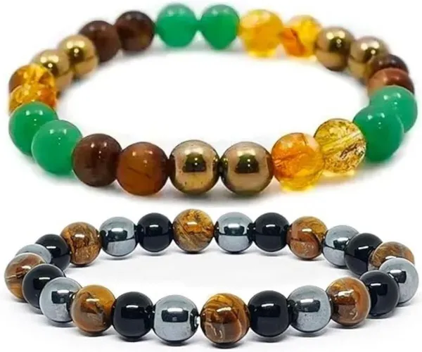 Multiagate_Pyrite,_Green_Aventurine,_Crystal,_Tiger's_Eye,_Citrine,_Black_Obsidian_Bracelet_Set_(Pack_of_2)