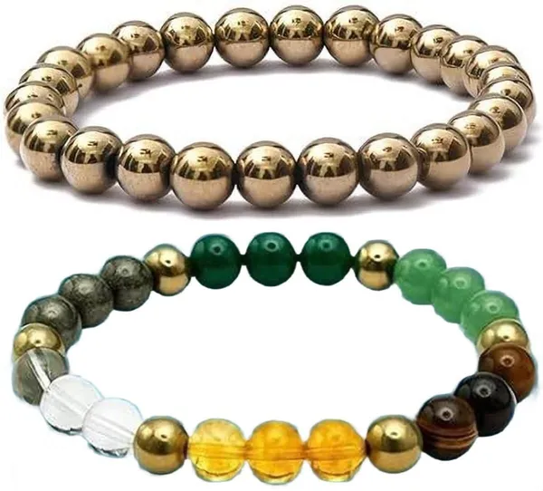 Multiagate_Stone,_Golden_Pyrite_Bracelet_Set_(Pack_of_2)