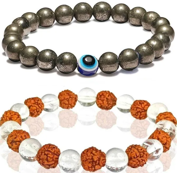 Multiagate_Pyrite,_Stone,_Crystal,_Rudraksha,_Evil_Eye,_Clear_Quartz_Bracelet_Set_(Pack_of_2)