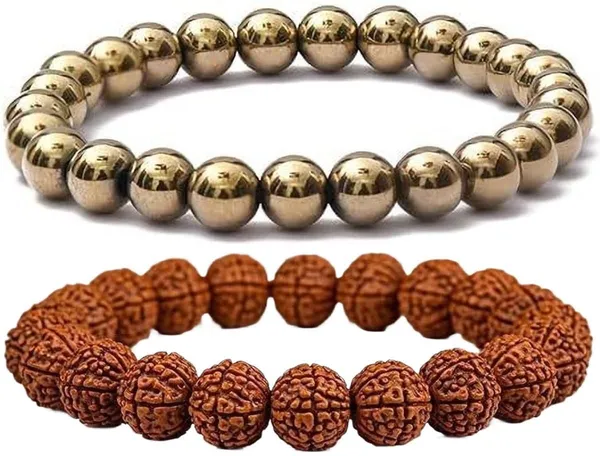 Multiagate_Golden_Pyrite,_Rudraksha_Bracelet_Set_(Pack_of_2)