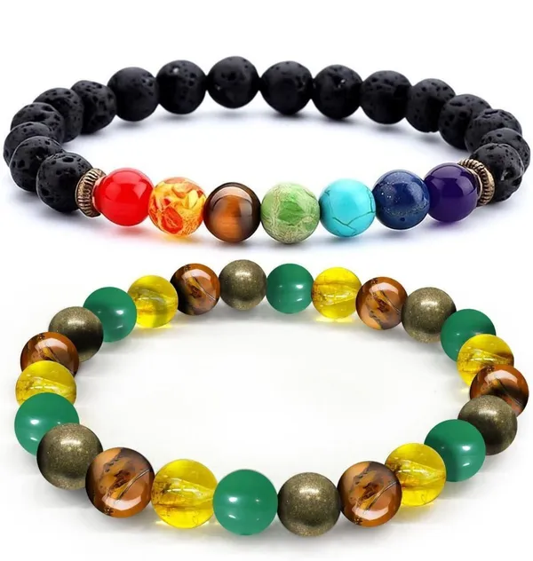 Multiagate_Pyrite,_Stone,_Green_Aventurine,_Amethyst,_Tiger's_Eye,_Citrine,_Turquoise,_7_Chakra,_Green_Jade_Bracelet_Set_(Pack_of_2)