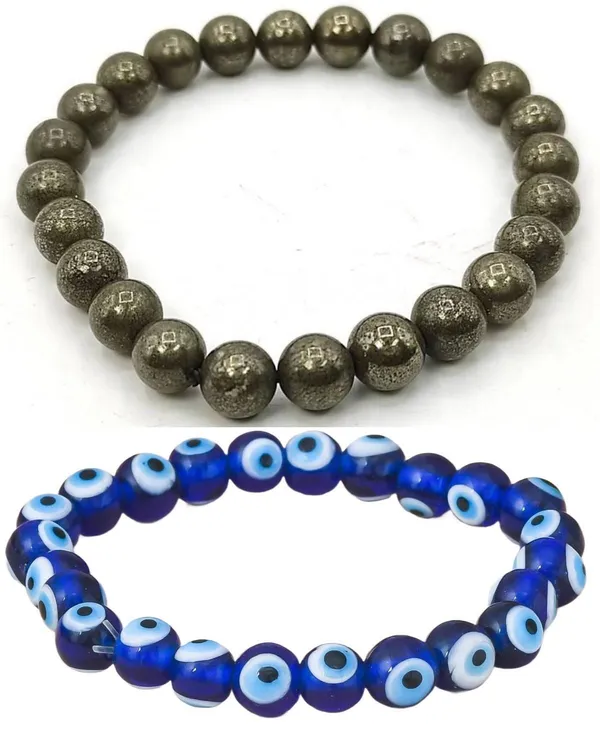 Multiagate_Pyrite,_Evil_Eye_Bracelet_Set_(Pack_of_2)