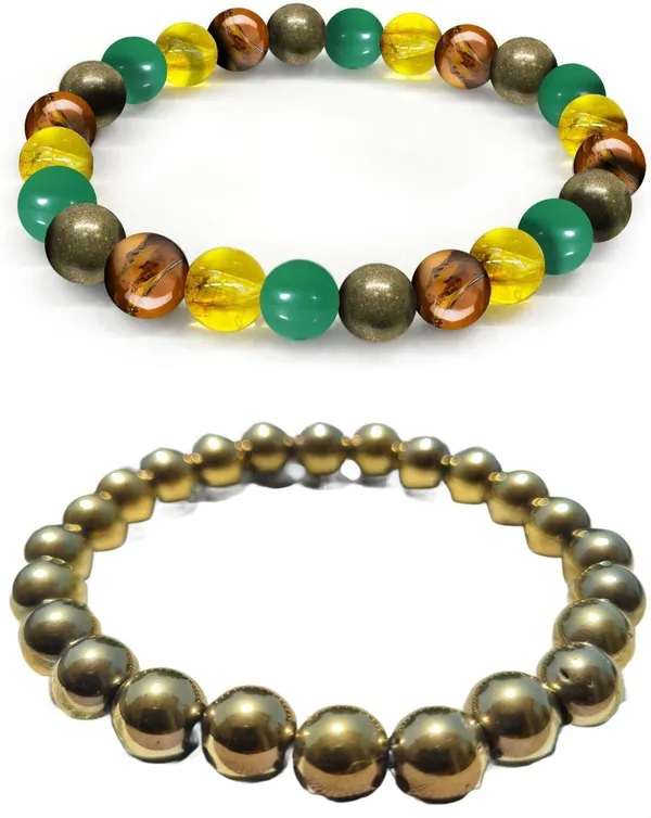 Multiagate_Pyrite,_Green_Aventurine,_Golden_Pyrite,_Tiger's_Eye,_Citrine_Bracelet_Set_(Pack_of_2)