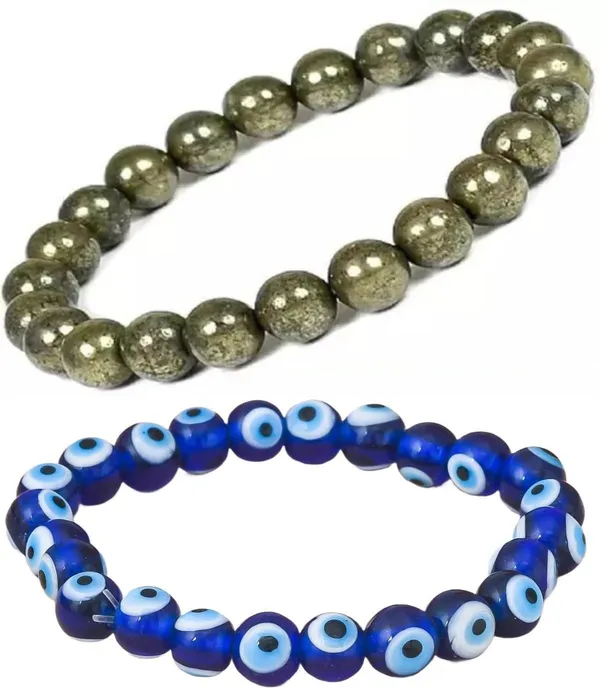Multiagate_Pyrite,_Evil_Eye_Bracelet_Set_(Pack_of_2)