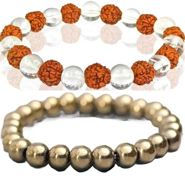 Multiagate_Pyrite,_Rudraksha,_Clear_Quartz_Bracelet_Set_(Pack_of_2)