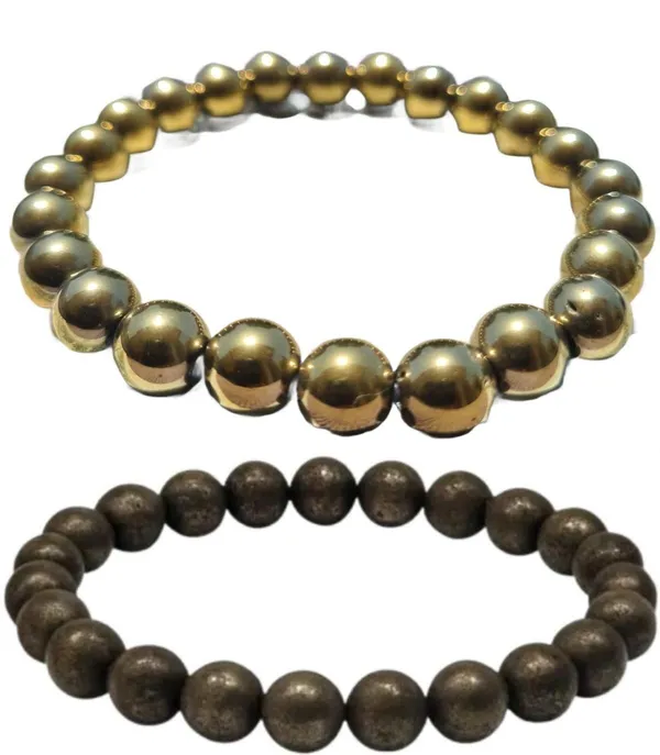 Multiagate_Pyrite,_Golden_Pyrite_Bracelet_Set_(Pack_of_2)