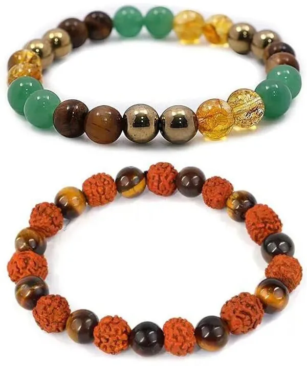 Multiagate_Stone,_Green_Aventurine,_Golden_Pyrite,_Crystal,_Tiger's_Eye,_Rudraksha,_Citrine_Bracelet_Set_(Pack_of_2)