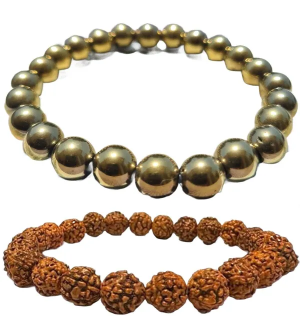 Multiagate_Golden_Pyrite,_Rudraksha_Bracelet_Set_(Pack_of_2)