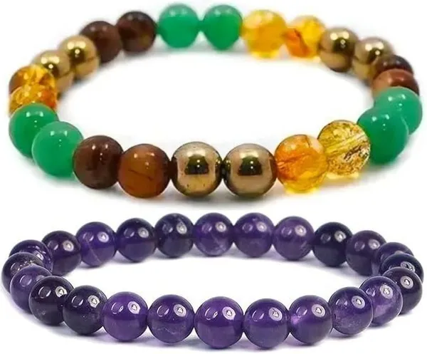 Multiagate_Pyrite,_Green_Aventurine,_Amethyst,_Crystal,_Tiger's_Eye,_Citrine_Bracelet_Set_(Pack_of_2)