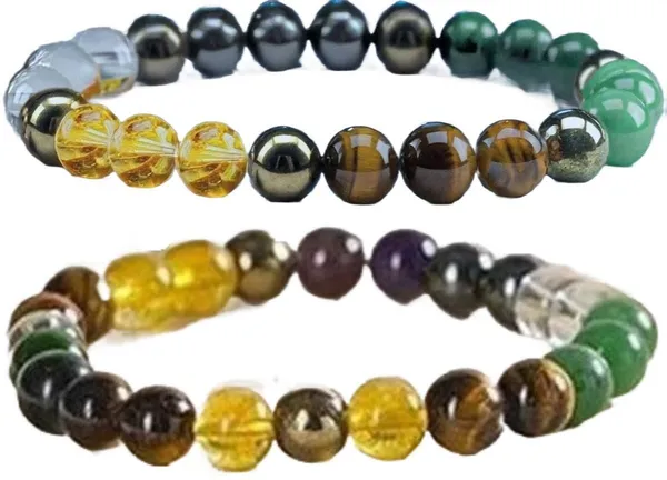 Multiagate_Pyrite,_Stone,_Hematite,_Green_Aventurine,_Amethyst,_Tiger's_Eye,_Citrine_Bracelet_Set_(Pack_of_2)